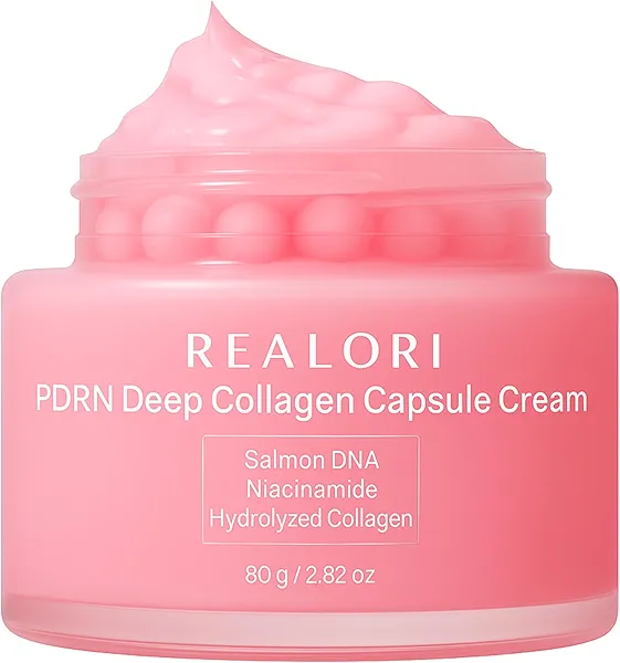 PDRN Capsule Cream with Vitamin C & Collagen – Korean Boba Moisturizer for Face, Pink Jelly Cream for Deep Hydration, Skin Repair, and Glow – Korean Skincare Gel for All Skin Types