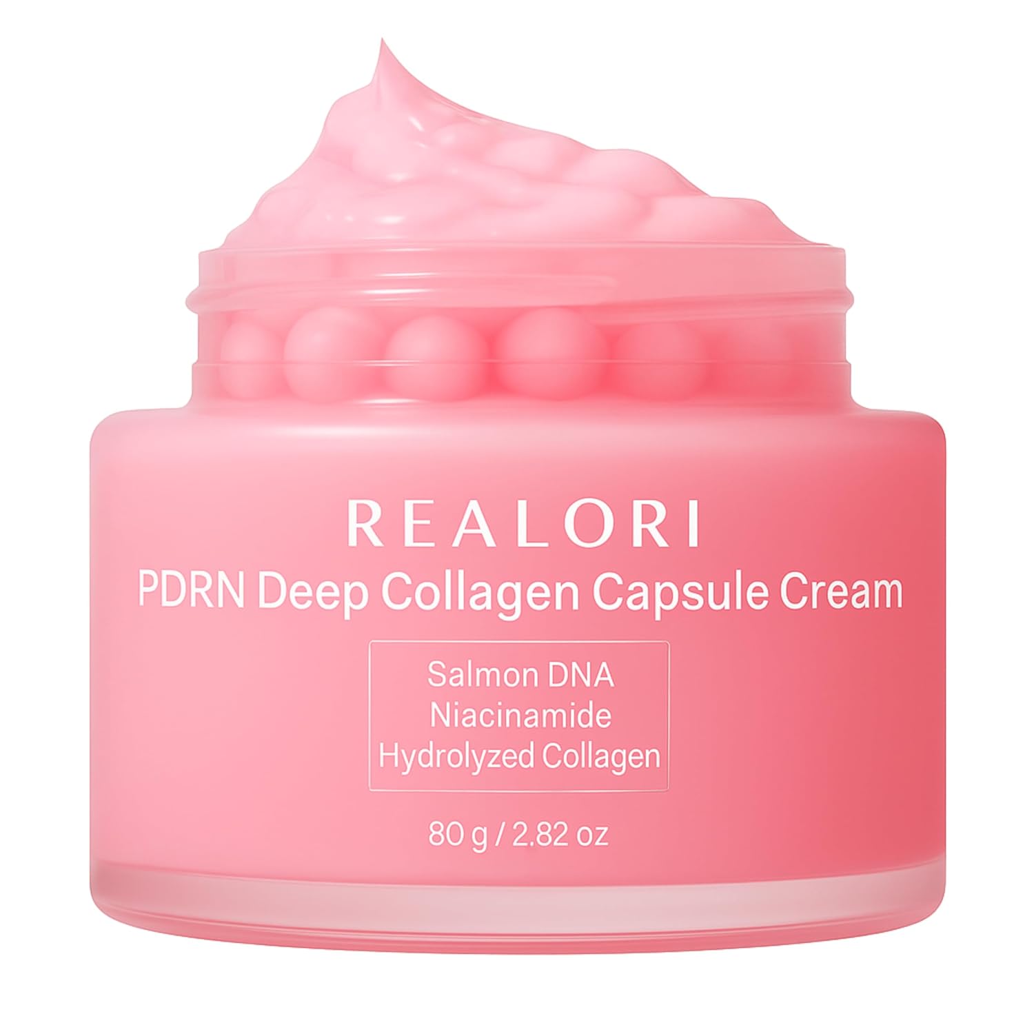 PDRN Capsule Cream with Vitamin C & Collagen – Korean Boba Moisturizer for Face, Pink Jelly Cream for Deep Hydration, Skin Repair, and Glow – Korean Skincare Gel for All Skin Types