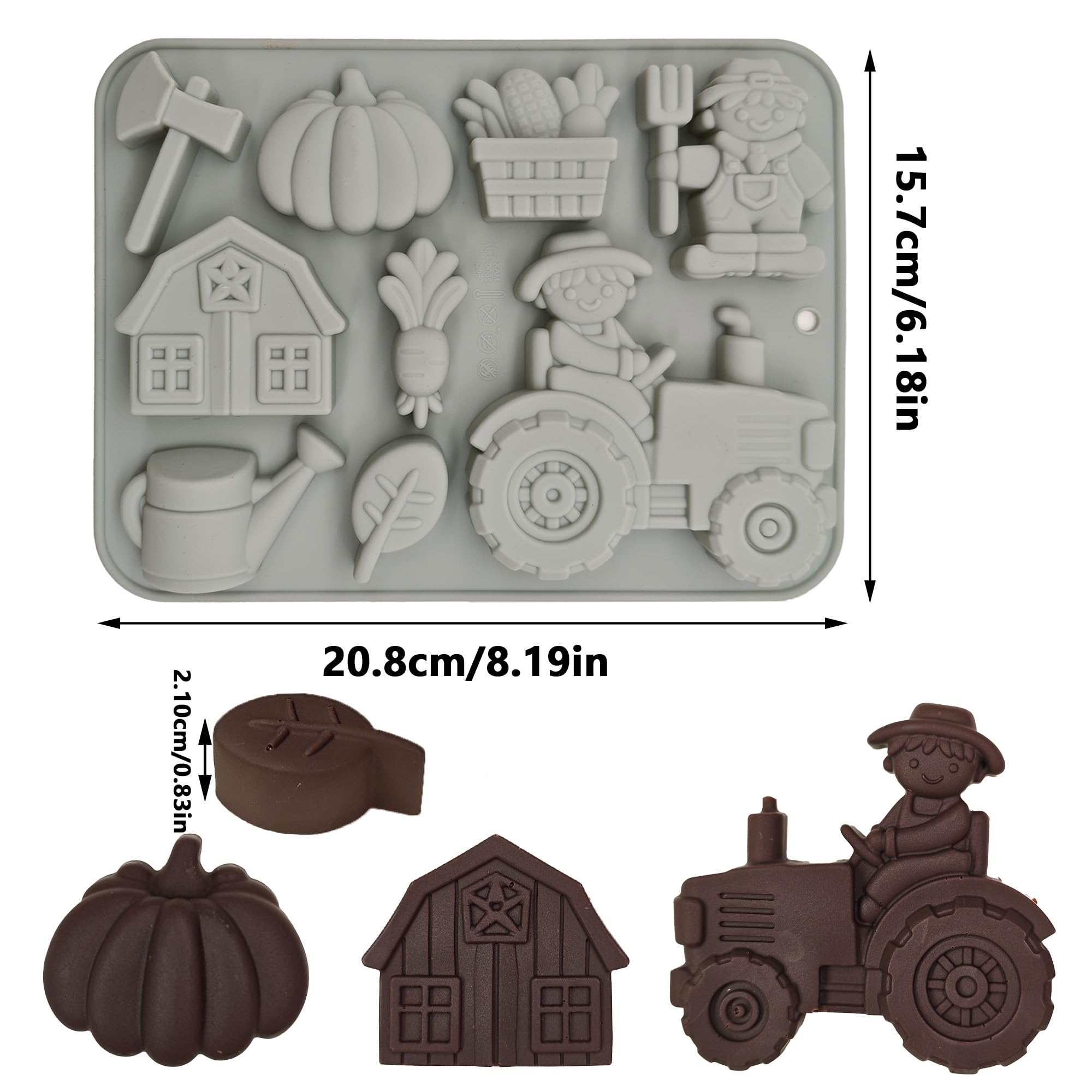 Stampo In Silicone Trattore 2Pcs Stampo Silicone Trattore Antiaderente Stampi Per Torta 3D Stampi Tema Agricolo per Cioccolato Biscotto Cubetto Di Ghiaccio (Fattoria, 20x15x2cm)