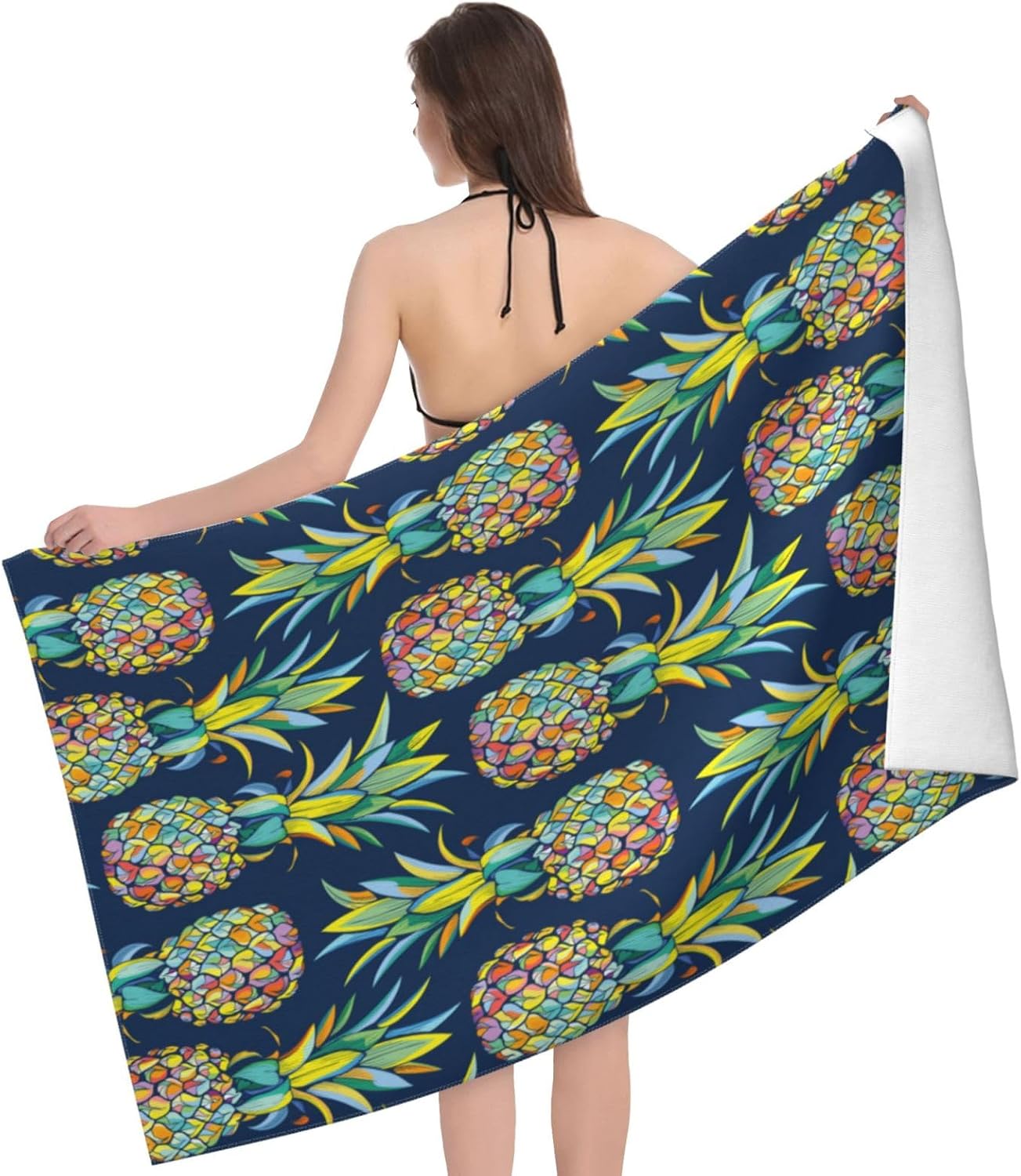 Colorful Pineapple Beach Towel for Kids Girls Women Colorful Lightweight Quick Dry Sand Free Towel 32 X 52 Inch Soft Lightweight Pool Swim Shower Bath Towel Beach Pineapples Gifts