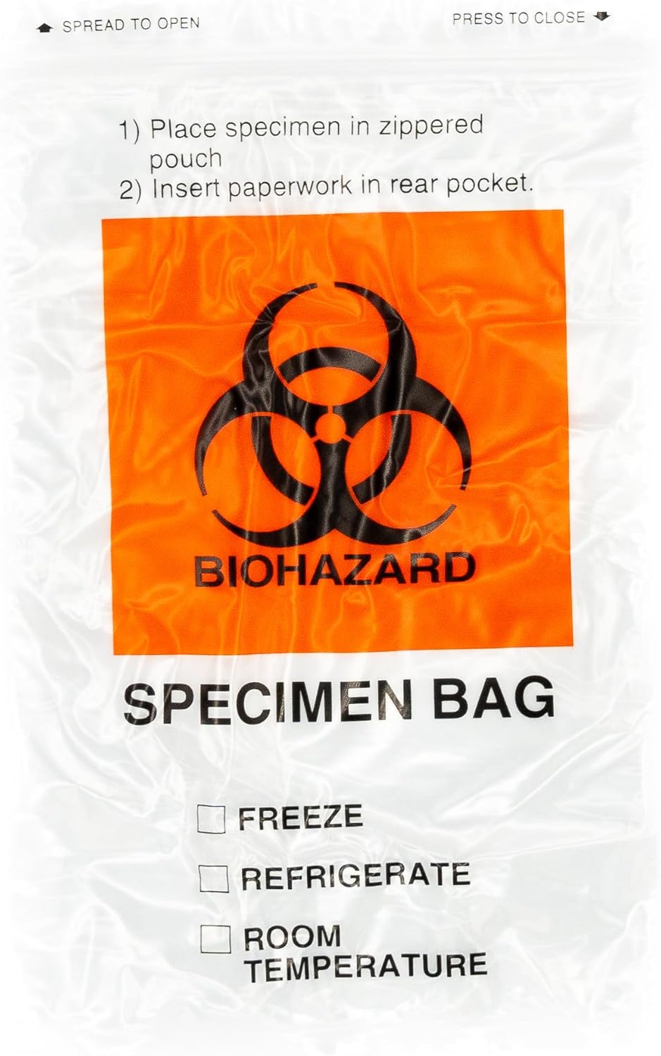 Specimen Biohazard Bags with Extra Pocket 6"x9" (Qty 1,000 bags) by BioRx Sponix