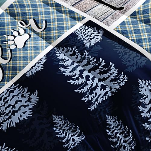 Miniatura 4 de QOOMO Juego de edredón con estampado a cuadros para niños y niñas, adolescentes, decoración de habitación de osos, alces y pinos, juego de ropa de