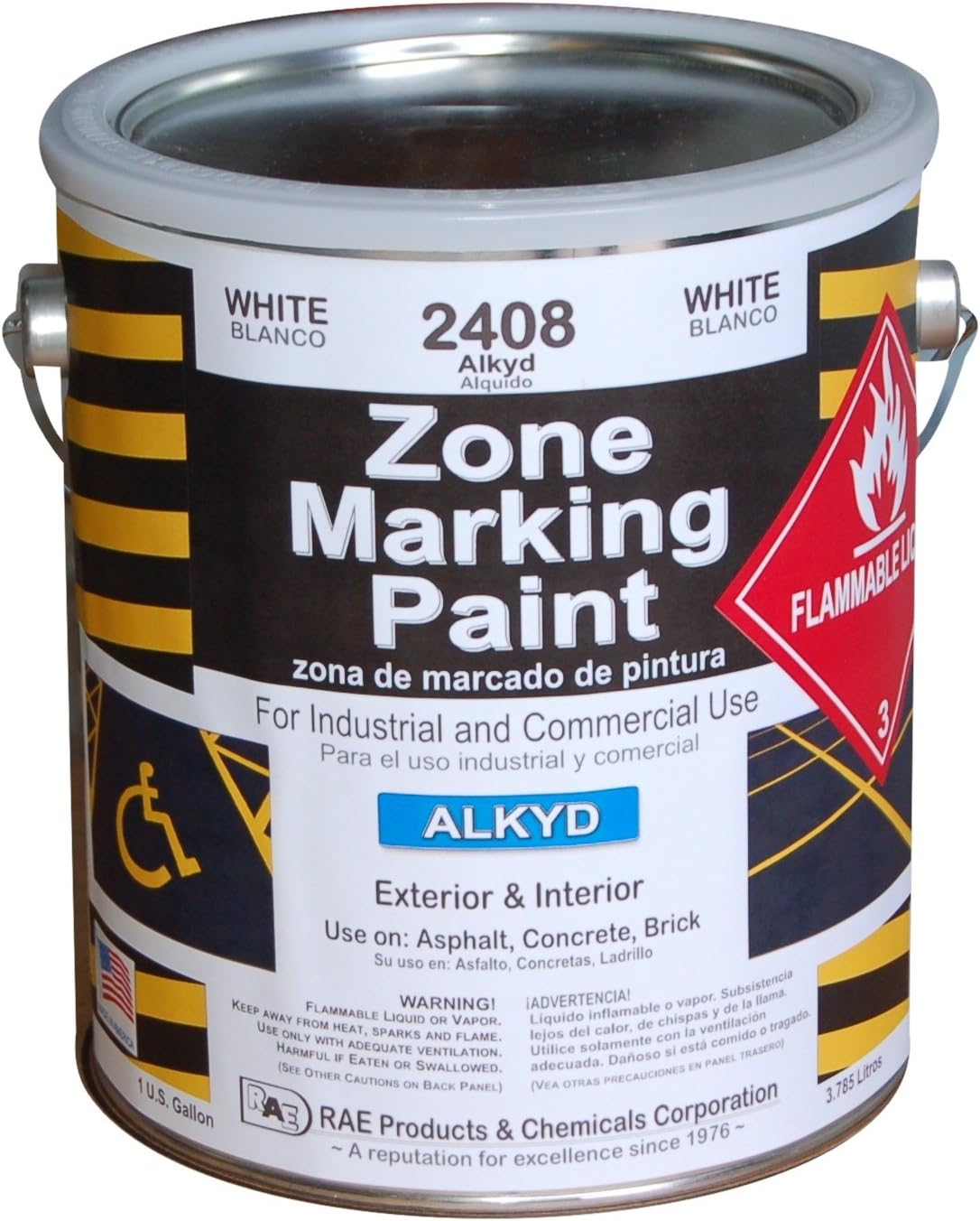 RAE 2408-01 White Alkyd Zone Marking Paint 1-Gallon