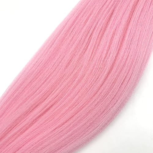 Miniatura 7 de Cabello trenzado rosa preestirado caja trenzas Kanekalon pelo humano 30 pulgadas