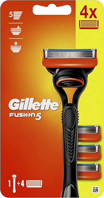 Gillette Fusion5 Maszynka do Golenia dla Mężczyzn + 4 Ostrza Wymienne, z 5 Ostrzami Zmniejszającymi Tarcie, Golenie którego Prawie Nie Czujesz, Czarna