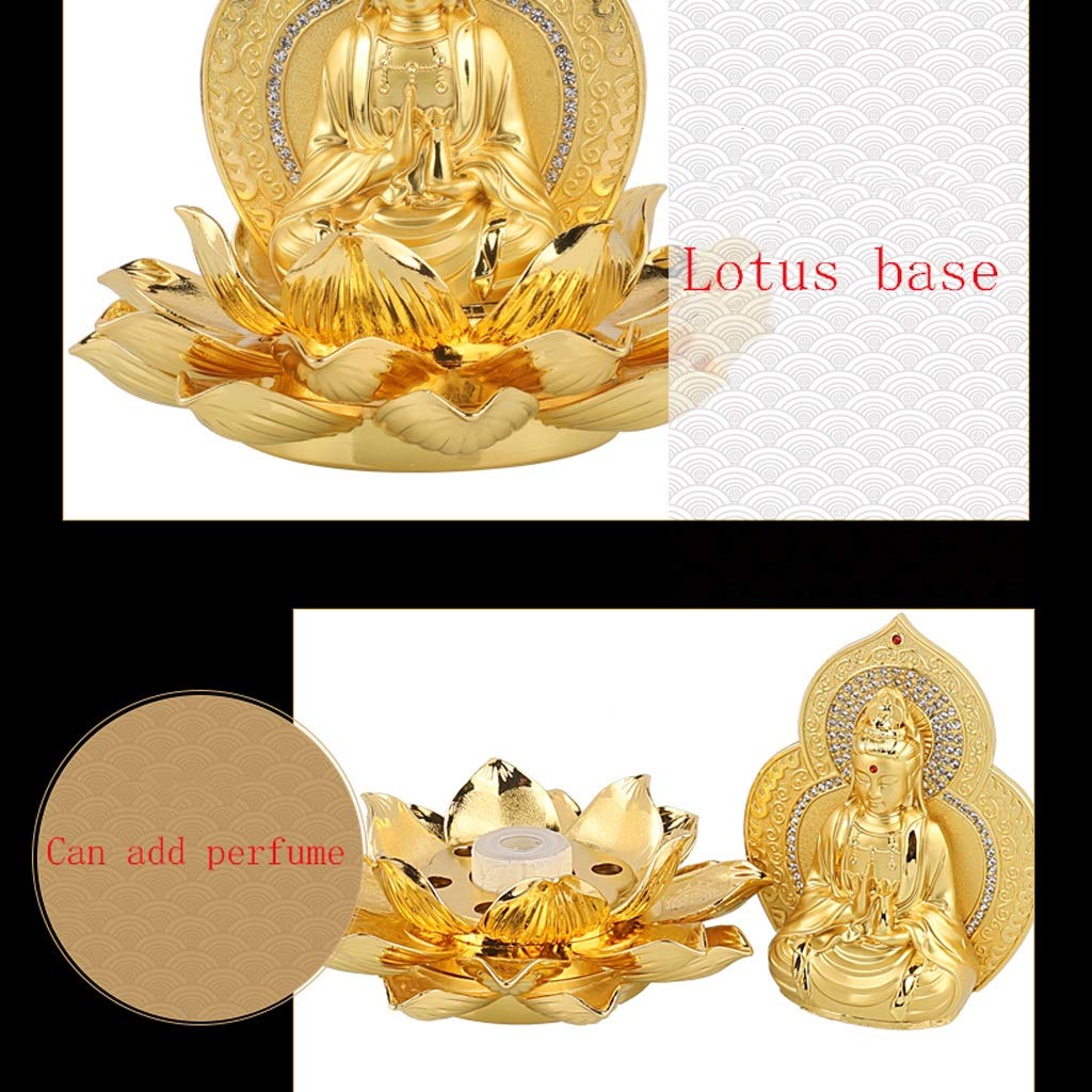 Buda Estatua Golden Cuerpo Tathagata Maitreya Zen Buddha Buda de Doble Cara Guanyin Hecho a Mano Diamantes Sentado Buda Artesanía Decoración (Color : A)