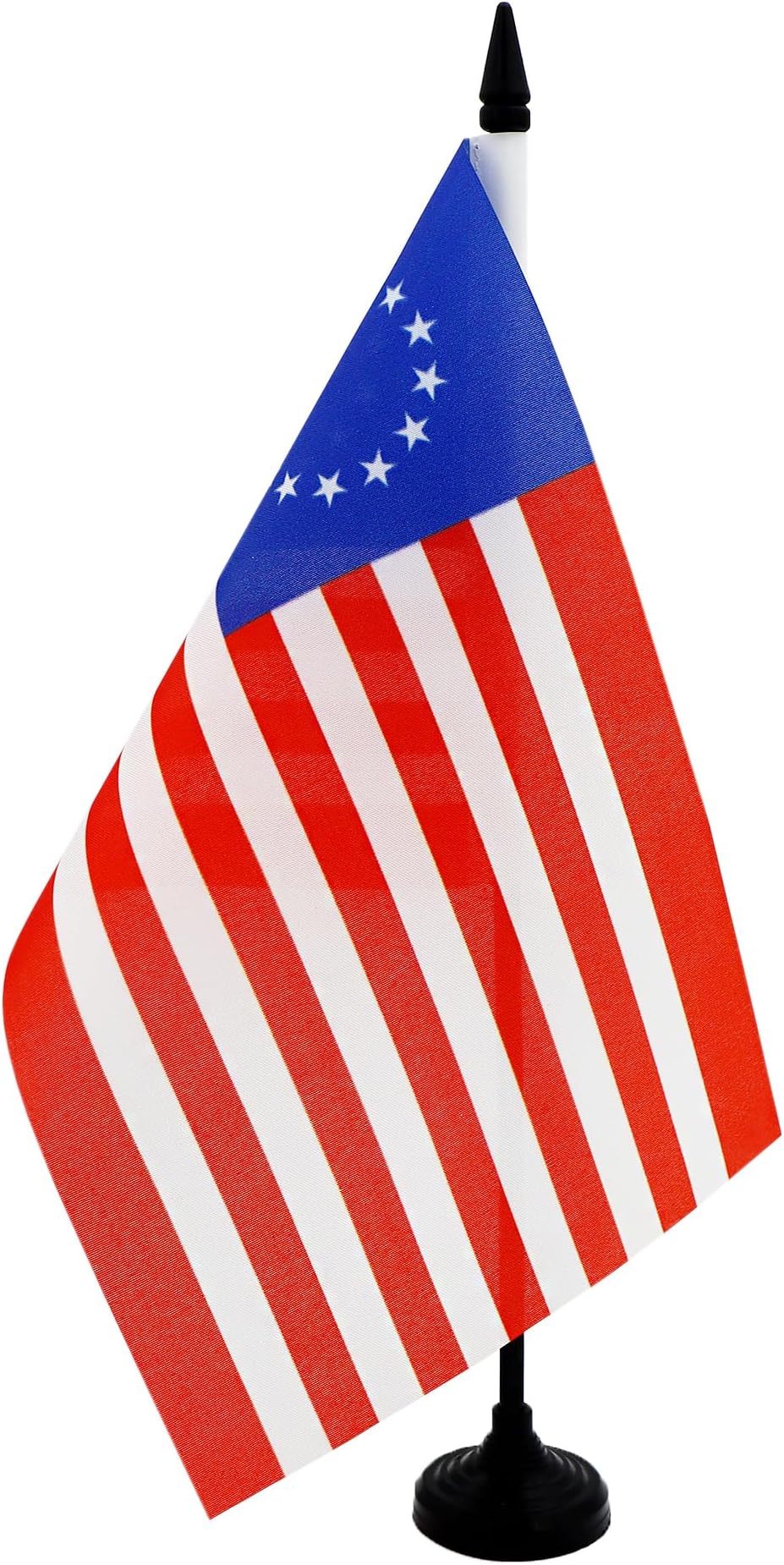 AZ FLAG - Betsy Ross USA 13 Star Table Flag 21 x 14 cm - Small 100% Polyester American Office Flag with 25 cm Pole and Black Plastic Base