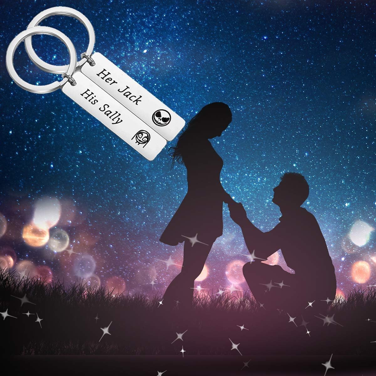 ENSIANTH TV Show Inspired Gift His Sally &Her Jack Couples Keychain Set of 2 for Boyfriend Girlfriend Valentines Gift