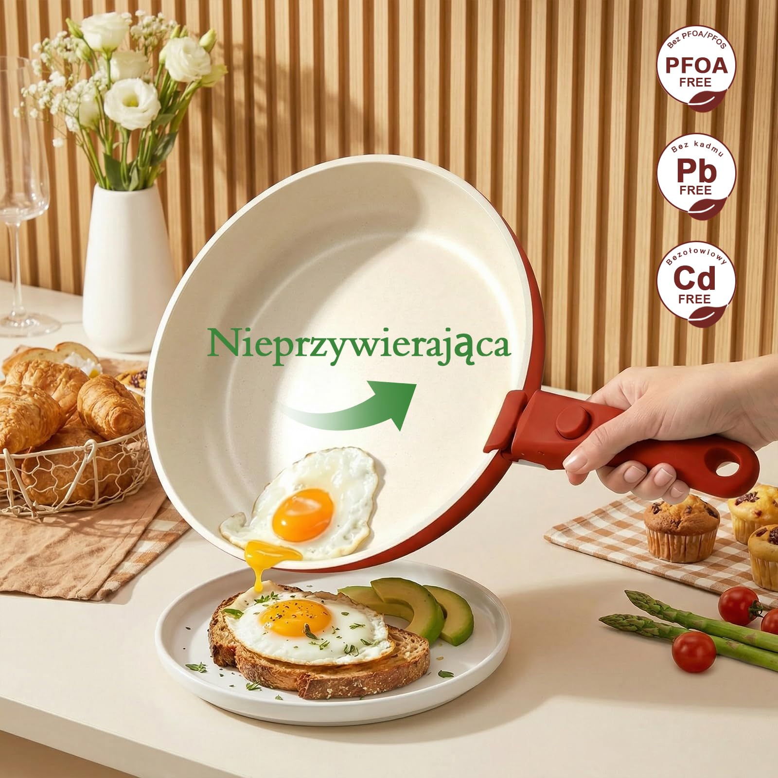 GiPP Zestaw 21 Patelni z Powłoką Nieprzywierającą, z Odłączanymi Uchwytami | Nadaje się do kuchenek indukcyjnych, z aluminium, do zdrowego gotowania w kamperze, wolne od toksyn, można myć w zmywarce