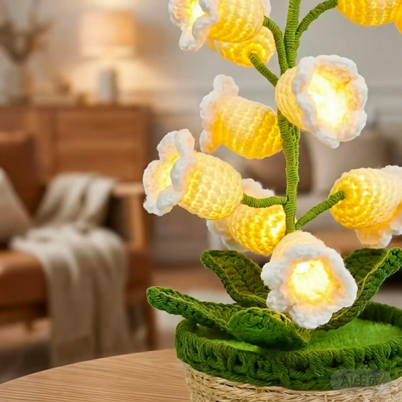 QUELIEN Crochet Flower Lamp,Lily of The Valley Lamp,Crochet Gifts for Women Mom Girlfriend,Unique Gift for Birthday Christmas Mothers Day