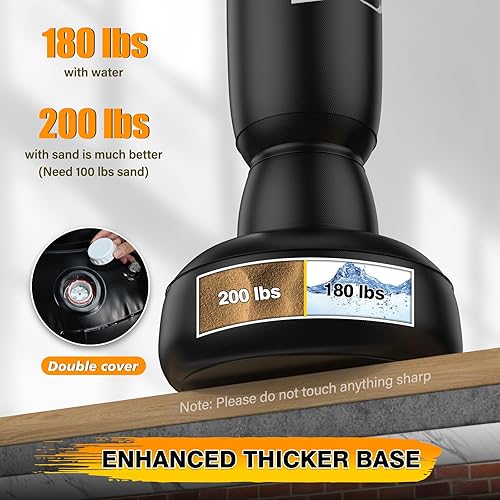 Miniatura 3 de Saco de boxeo pesado de 71 pulgadas para adultos y adolescentes, saco de boxeo grueso independiente con guantes de boxeo y bomba automática, bolsa