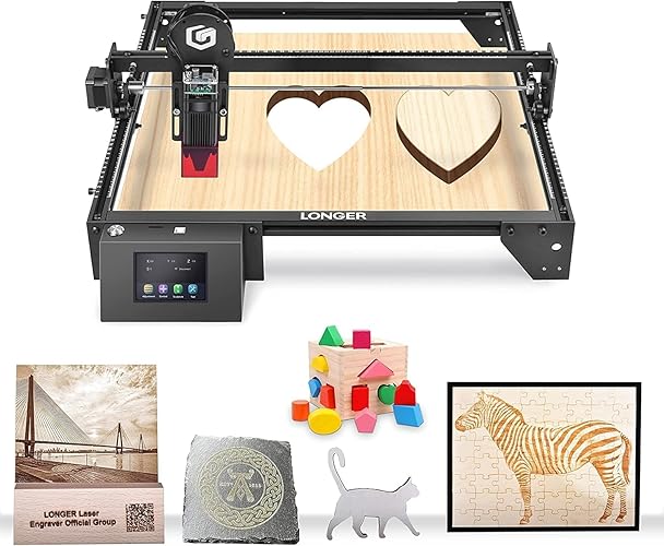 Longer Ray5 Laser Engraver, 10W Laser Cutter, 0.06 * 0.06 mm Precision Laser Engraver for Acrylic, Wood, and Metal with Emergency Stop, 3.5-inch Touch Screen for DIY - RAY5 10W（metal）