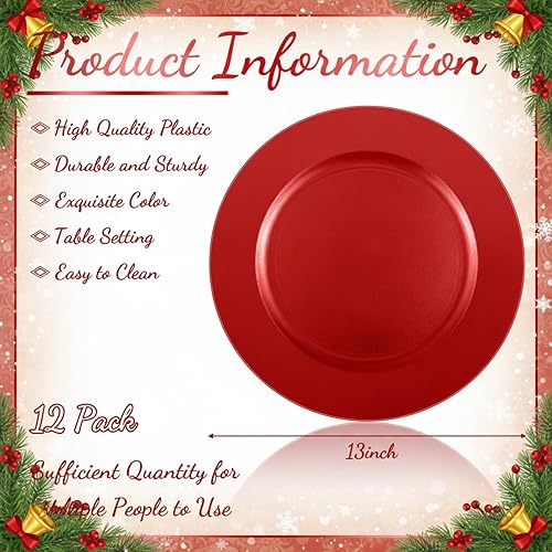 Miniatura 88 de Tanlade 50 Pcs 13 Inch Charger Plates Bulk Round Wedding Chargers Plastic Dinner Plates for Table Setting Wedding Party Decoration (Gold)