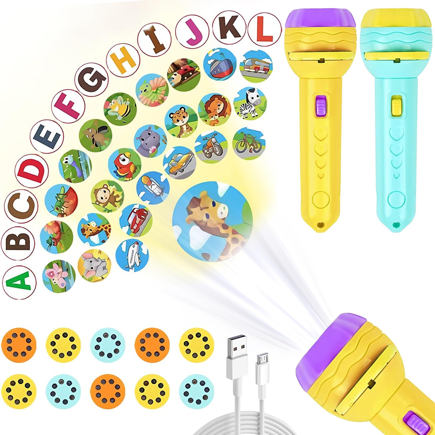 Lampe Projecteur Pour Enfants - 80 Images Animaux & Fruits | Veilleuse Éducative Pour Histoires
