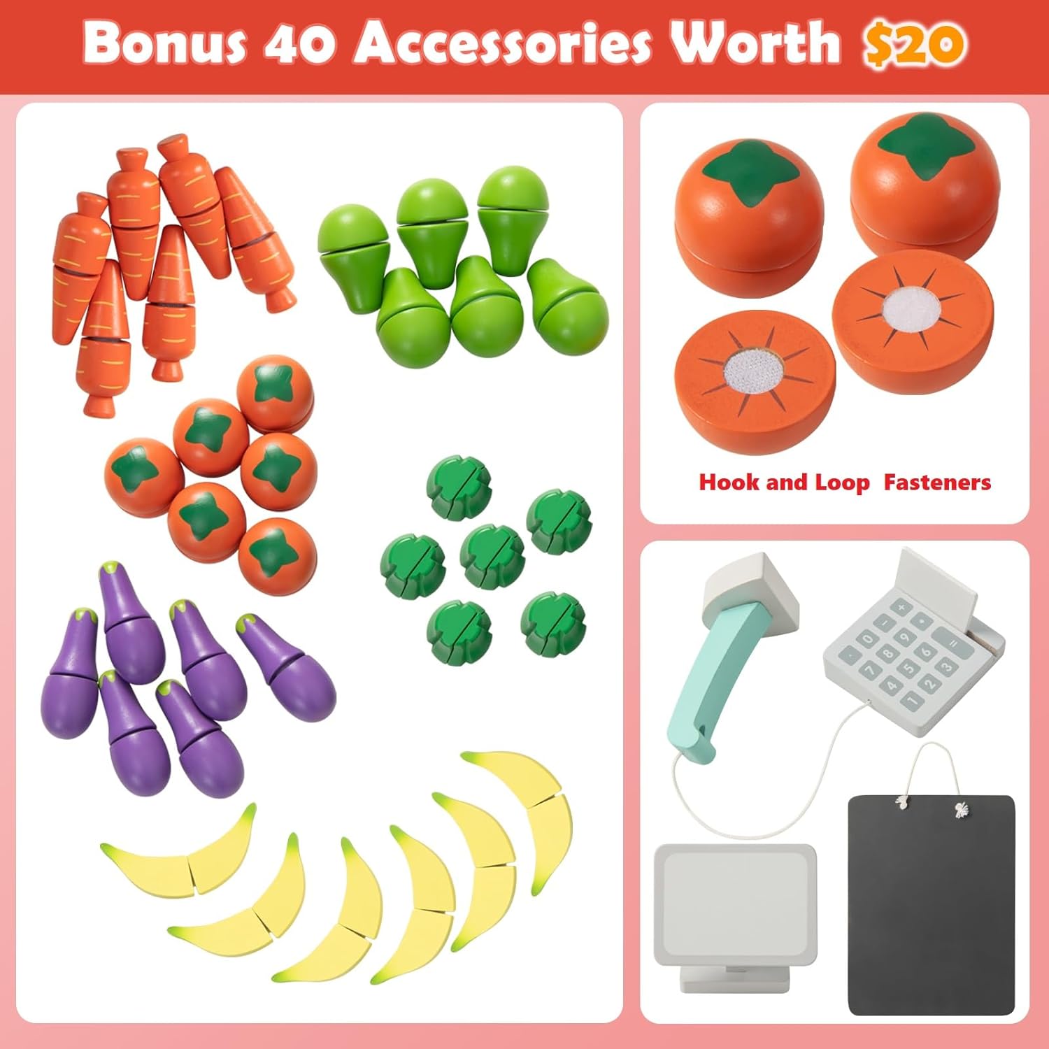 INFANS Grocery Store Playset, Kids Play Store, Wooden Supermarket Playset with Cash Register, Coffee Machine Vending Machine, Play Food Accessories, Pretend Play Store Gift for Toddler Boys Girls