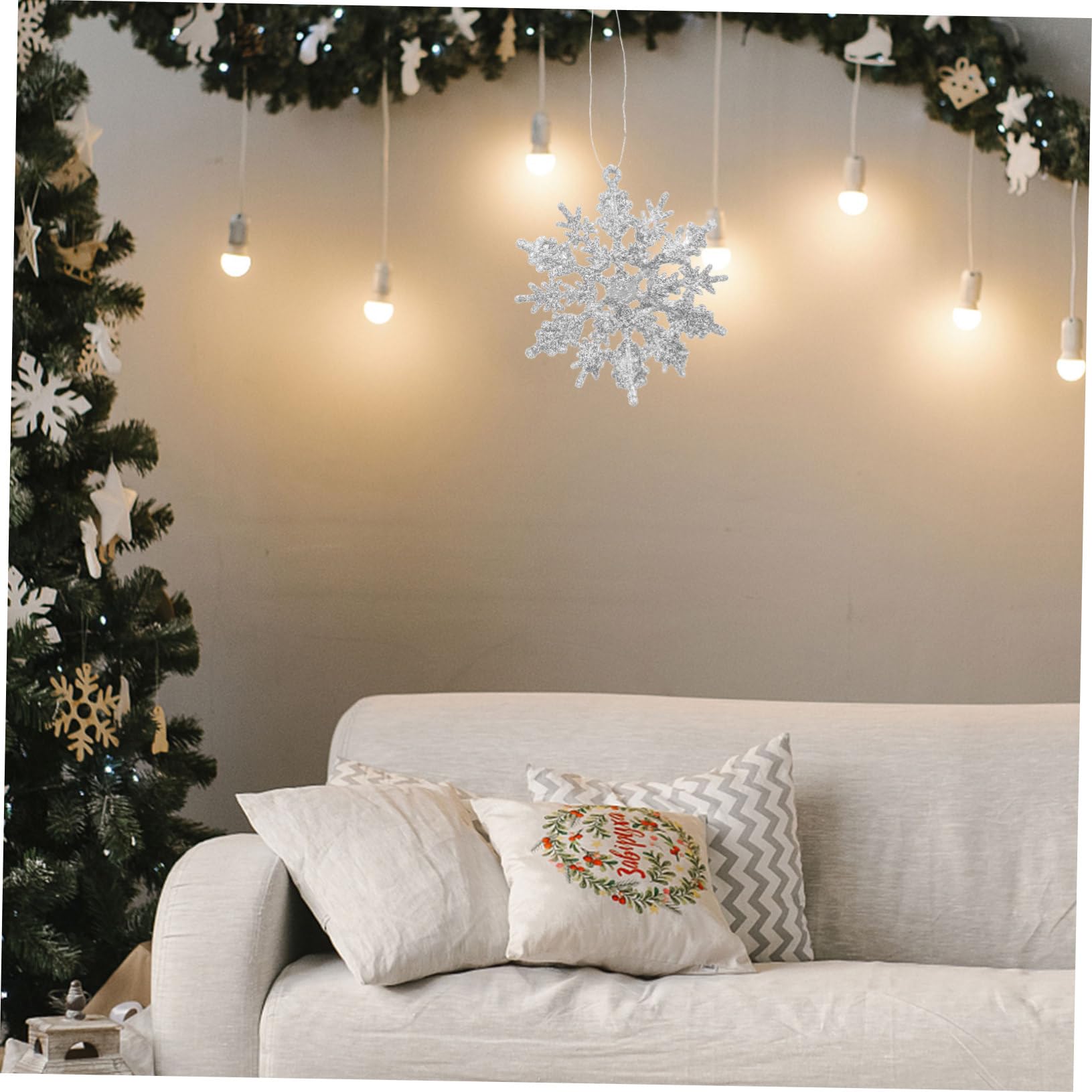 IMIKEYA 144 Pièces Flocons De Neige De Noël Flocon De Neige De Sapin De Noël Pendentif Flocon De Neige Scintillant De Noël Gros Flocons De Neige Décorations De Fête Plastique