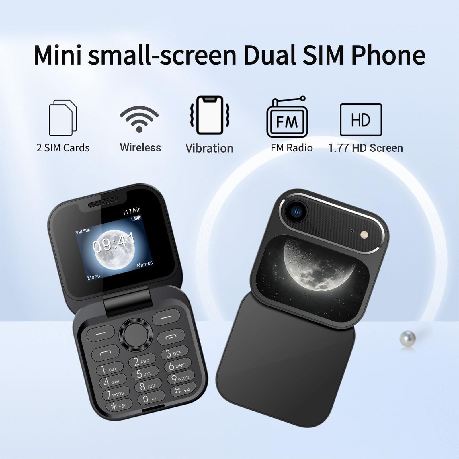 XUMIUZIY Unlocked Flip Phone, Large Buttons MP3 FM Mobile Phone with 1.77 Inch Screen, Dual SIM Dual Standby GSM One Touch Dialing Built in Loud Speaker (Black) — view 2
