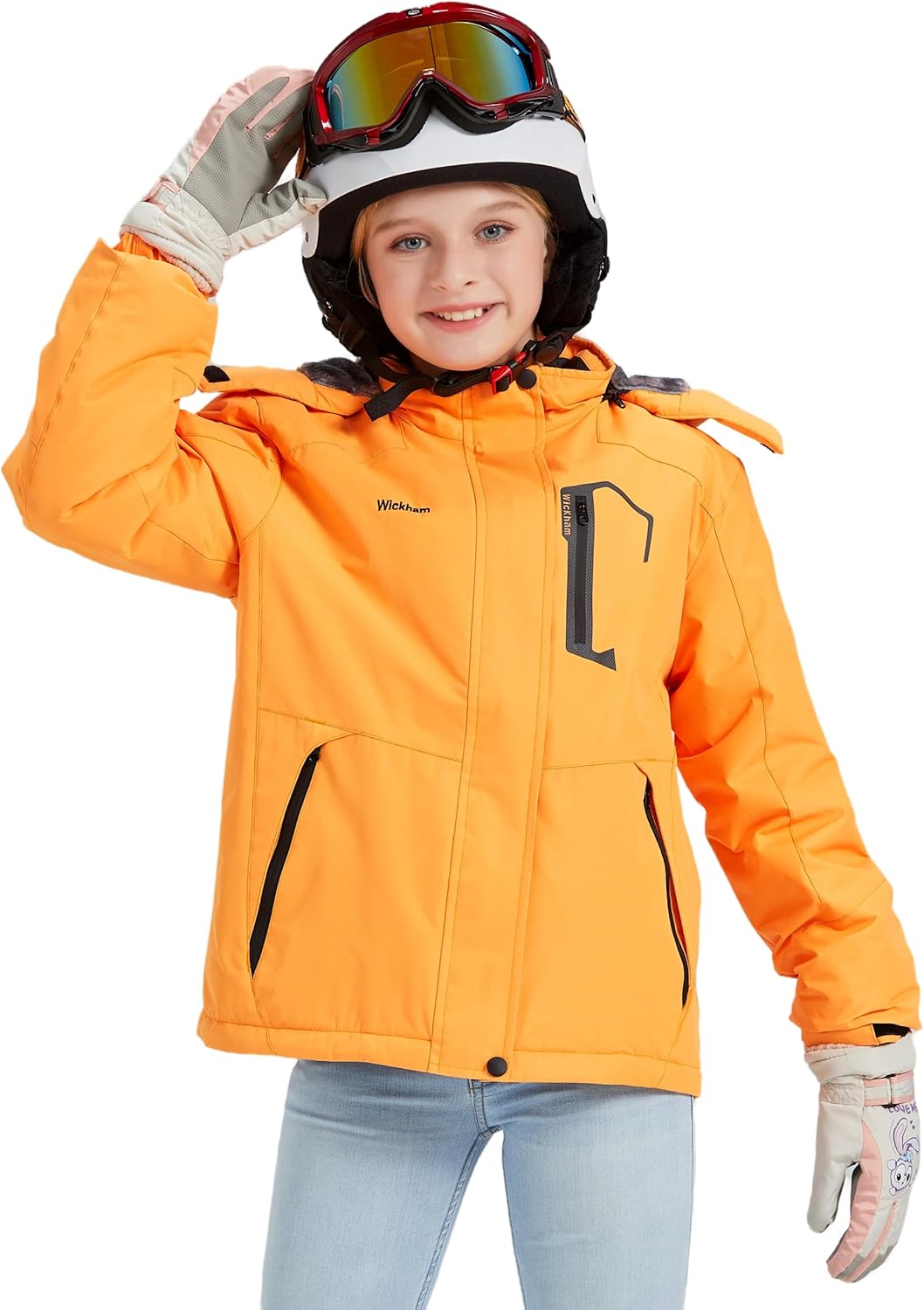 WICKHAM Girl's Waterproof Ski Jacket Winter Warm Fleece Lined Snow Windproof Jackets Removable Hood Ski Coat for Kids - Image 6