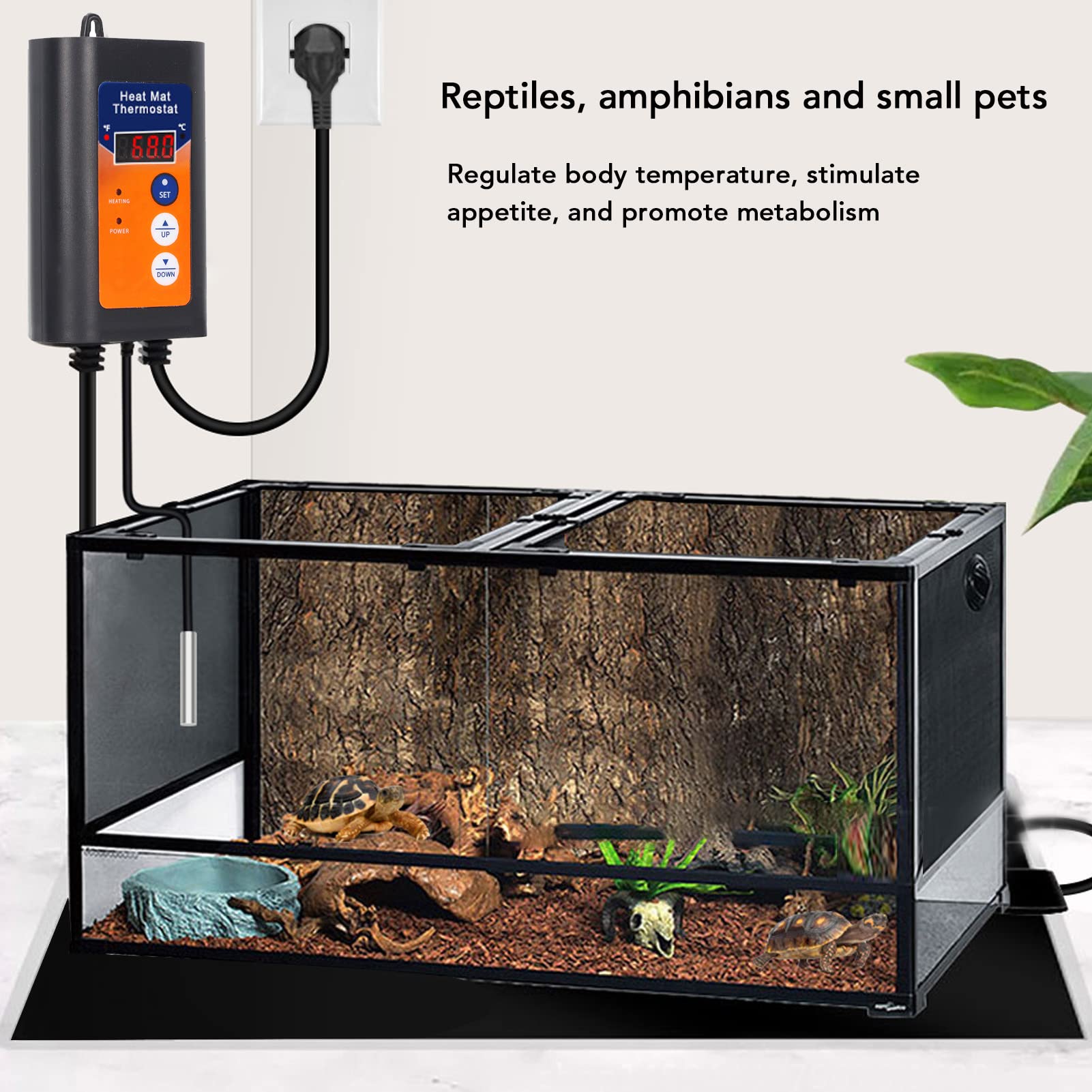 Termostato Digitale per Tappetino Riscaldante Termostato 1000W 110V Spina USA Fahrenheit Celsius Display LED commutabile per Germinazione dei Semi Radicazione Fermentazione della