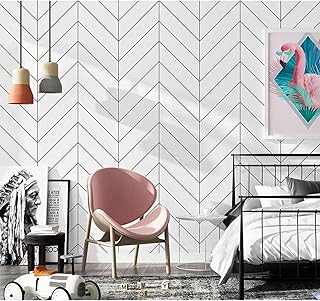 Black and White Wallpaper Peel and Stick Wallpaper Boho Contact Paper Modern Herringbone Wallpaper for Bathroom Bedroom Kitchen Wallpaper Self Adhesive Removable Wallpaper 17.7"×118" Wall Waterproof