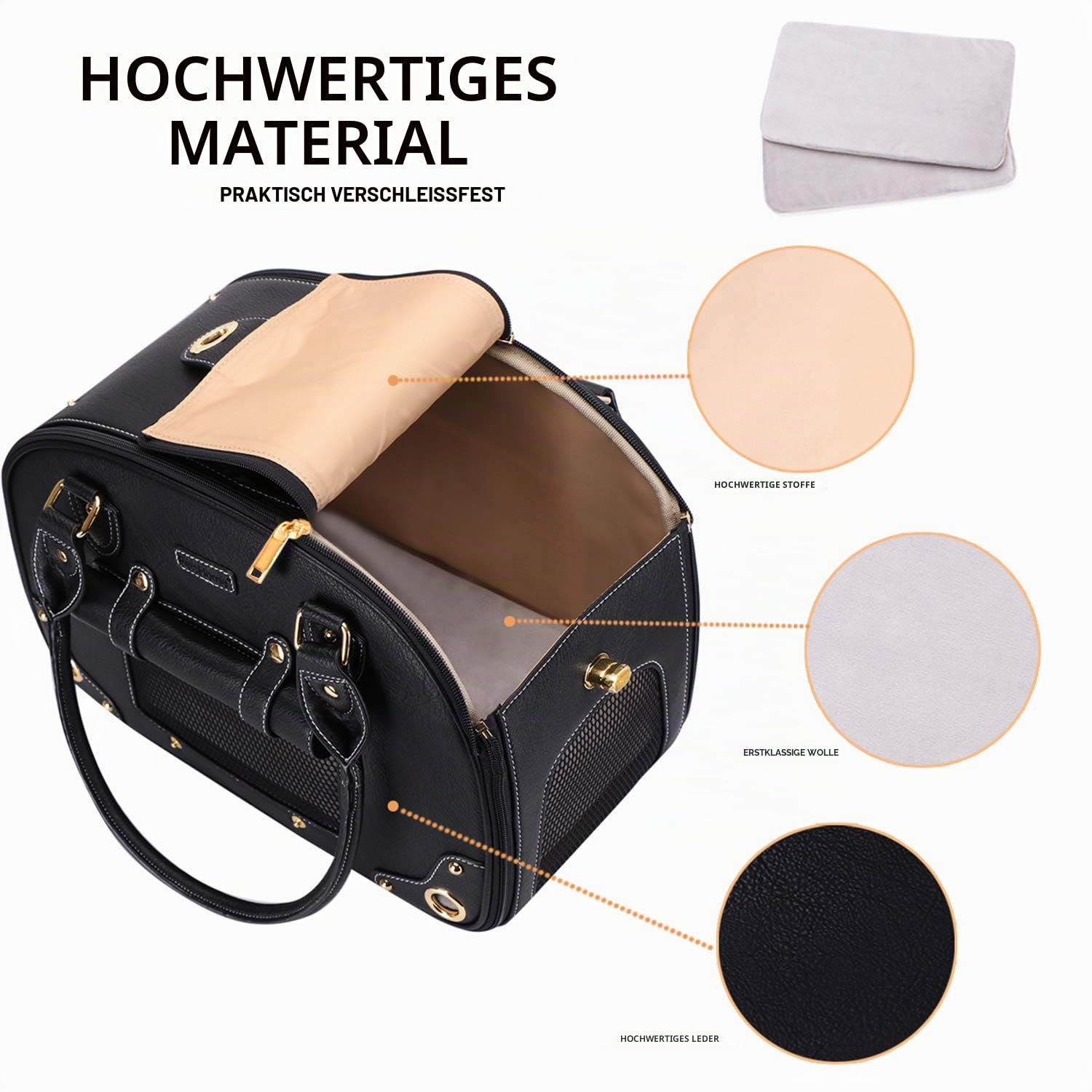 Hundetragetasche, Haustier-Tragetasche, Hundegeldbörse, faltbar, wasserdicht, Premium-PU-Leder, Haustier-Reisetasche, Tragetasche für Katzen und kleine Hunde, Zuhause und Outdoor, klein,