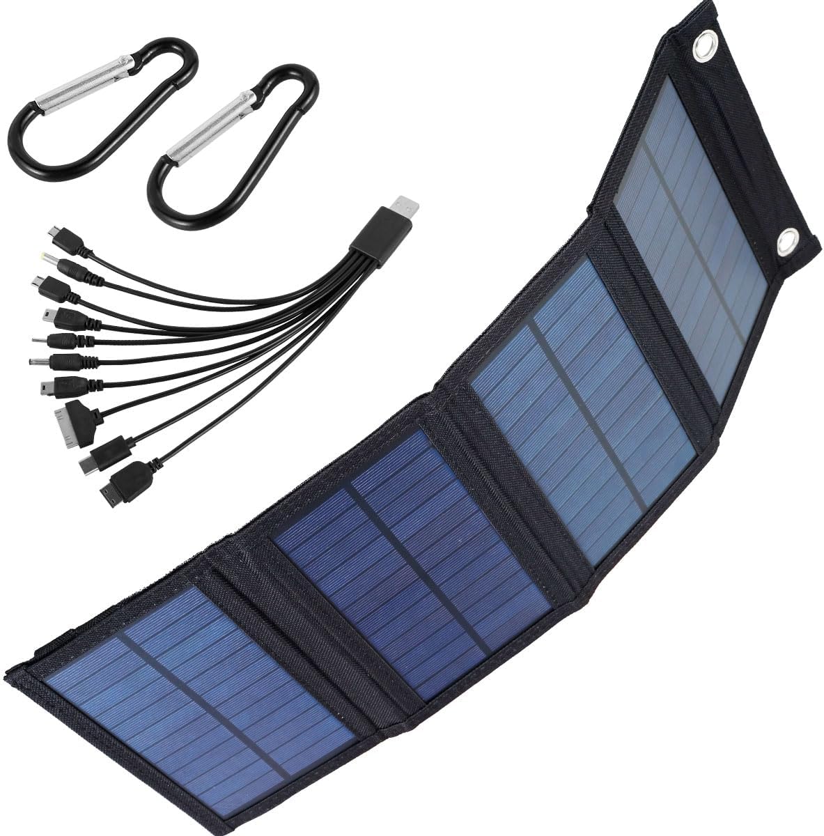 HANPENGFEILTD 100W Solar Panel Folding Charger IP65 Waterproof USB Solar Power Charger with 2 Hooks and 1 Adapter Lightweight Outdoor Power Bank Phone Charger for Outdoor Activities