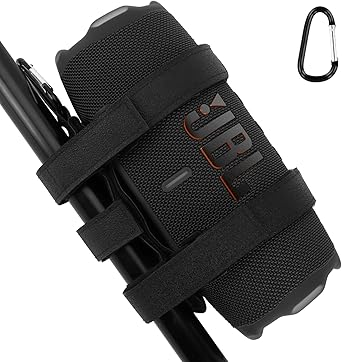 Portable Speaker Mount for Golf Cart Railing Bike or Boat, Waterproof Outdoor Adjustable Strap for Most Speakers Black