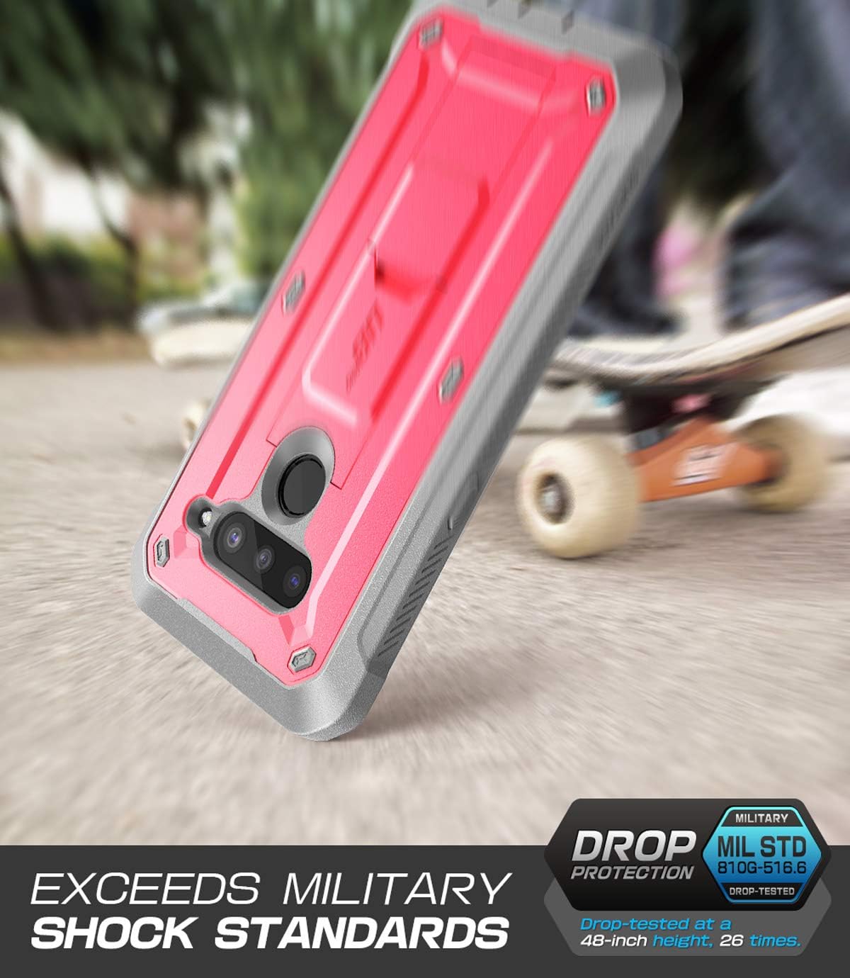 SUPCASE Unicorn Beetle PRO Series Design for LG V50 / LG V50 ThinQ 5G Case 2019, Full-Body Protective Case with Built-in Screen Protector Kickstand & Holster Clip (Pink)