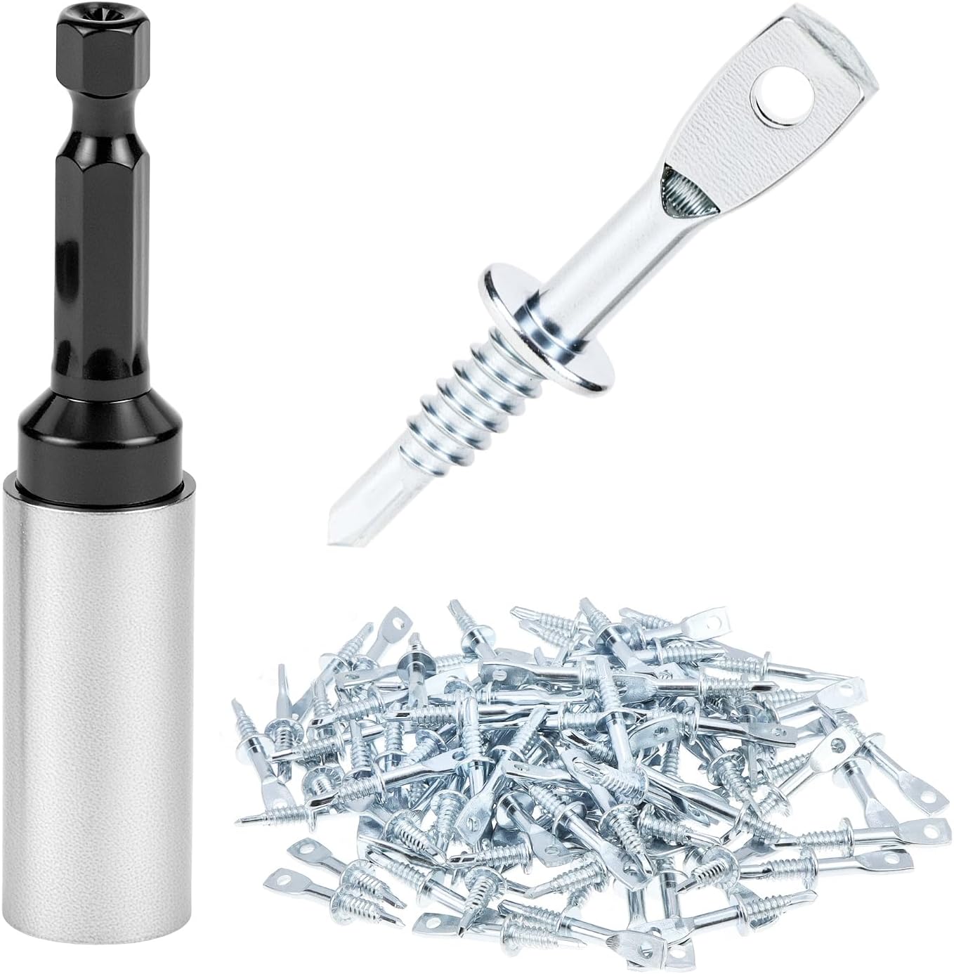 - QWORK 100 Pcs 2 Inch Eye Lag Self-Tapping Screws with 2-5/8" Driver, Eye Lag Wood Screws, Attaching Hanger Wire to Joists Eye Bolts, for Accommodates Jack Chain Ceiling Wire