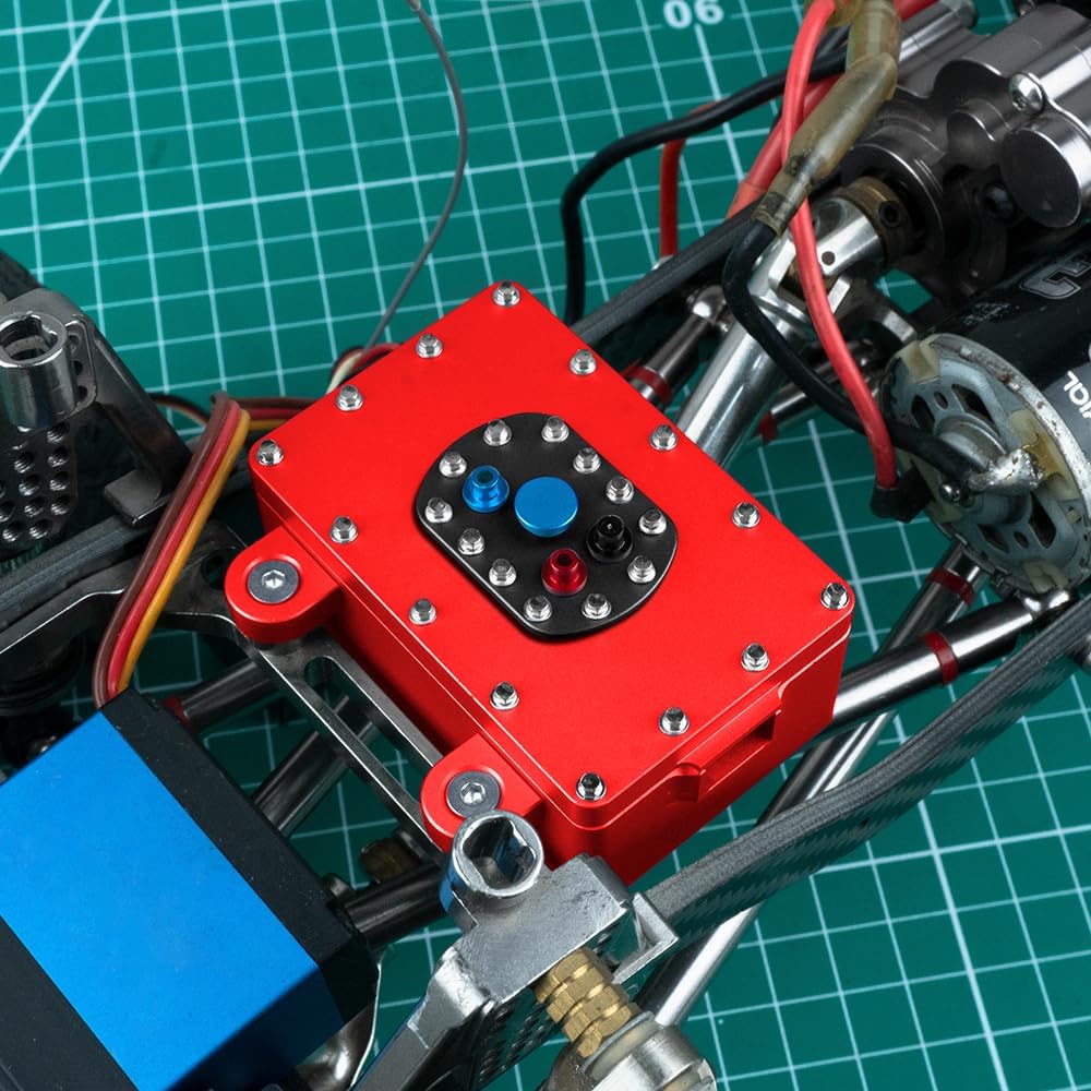MORLORDY CNC RC Fuel Cell Receiver Box Simulated Fuel Tank for 1/10 Scale SCX10 Axial Capra RC4WD Rock Crawler Upgrades (Red)