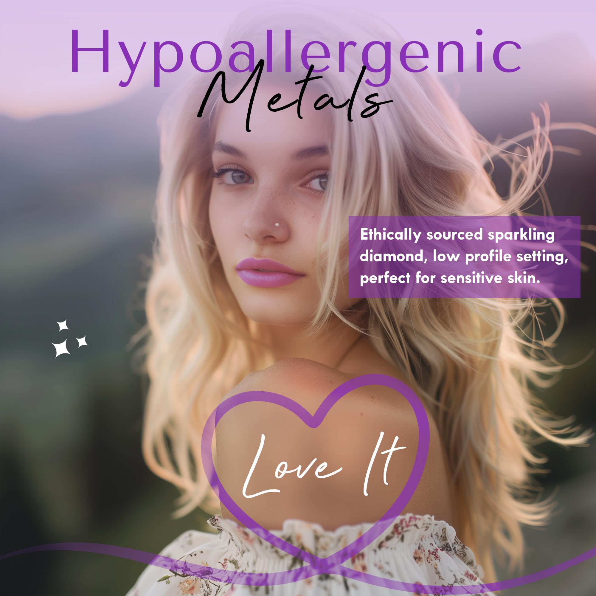 FreshTrends Diamond Nose Ring – 20G 2mm (0.03 ct. tw) Genuine Nose Stud – 14K Real Gold Nose Ring Twist Screw – Made in USA Nose Rings for Women