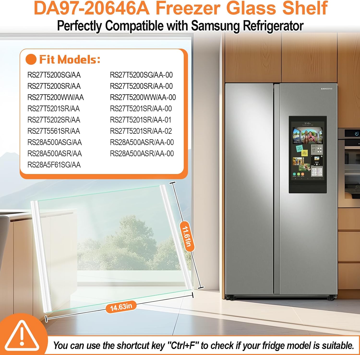 Replacement Freezer Glass Shelf for Samsung Refrigerators