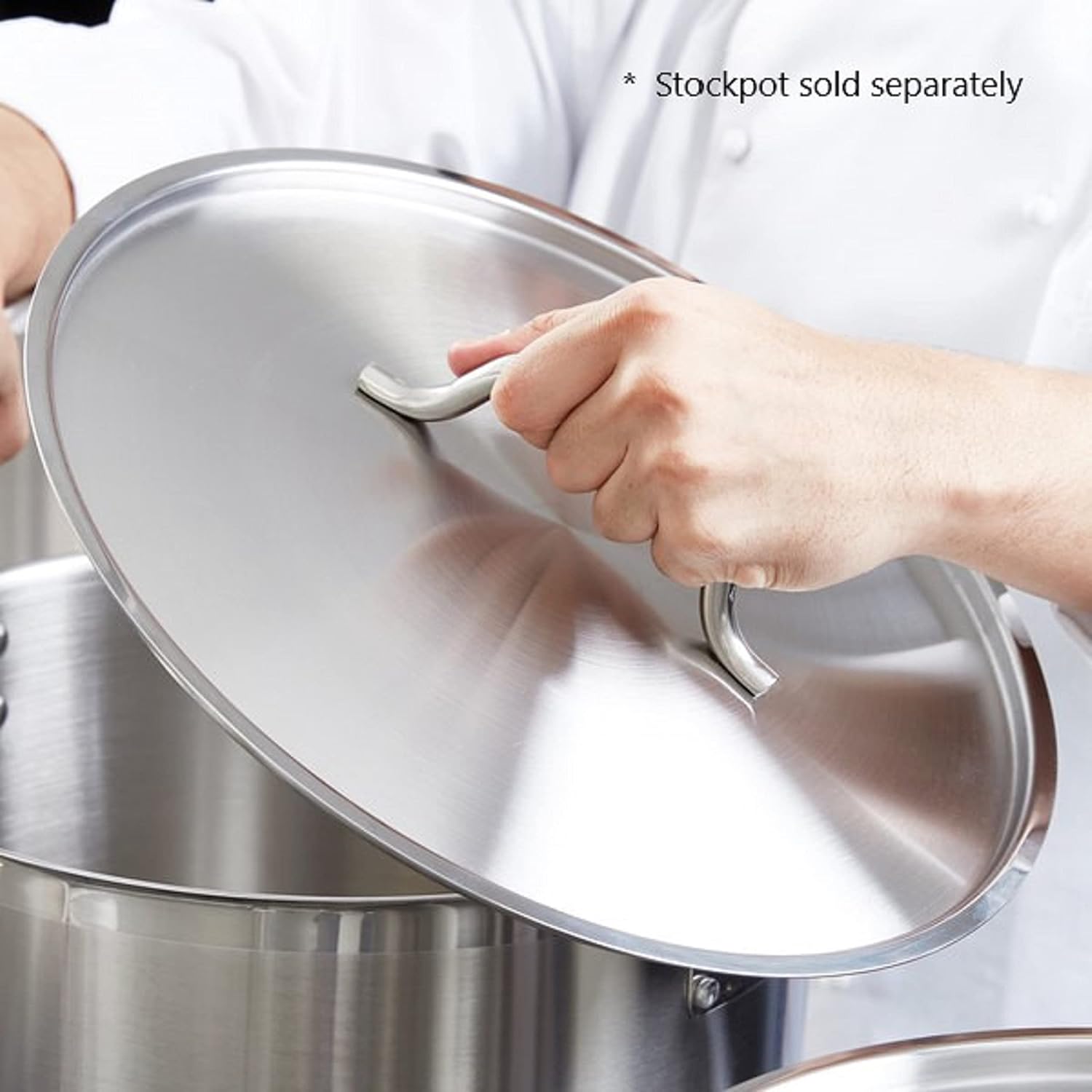 TrueCraftware- 24 qt. Stainless Steel Stock Pot Lid 14" Diameter x 5/8" Thickness- Heavy Duty Stock Pot Cover Stew Simmering Pot Soup Pot Lid for Soup Pasta Vegetable Oven Safe & NSF Certified