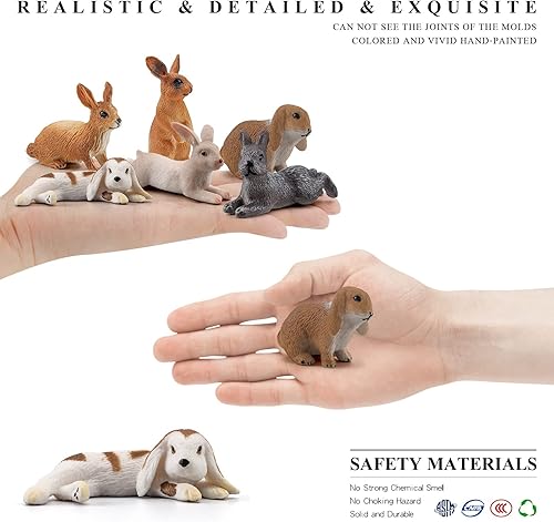 Miniatura 3 de LC JoyCre Figura de conejo, 6 unidades, juguetes de conejito para niños, decoración de pasteles, decoración de pasteles, suministros de fiesta de