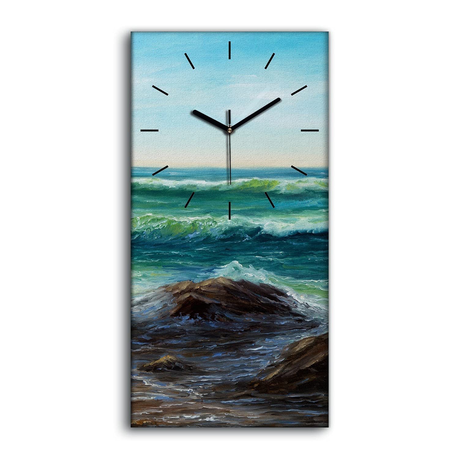 Horloge sur Toile 30x60cm Worlo Coast Silence Absolu sans Tic Tac