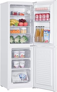 Statesman F1448W Freestanding 50/50 Fridge Freezer with 3 Clear Freezer + Fridge Drawers, 3 Adjustable Glass Fridge Shelves, 87L Fridge, 55L Freezer, 48 cm Wide, White