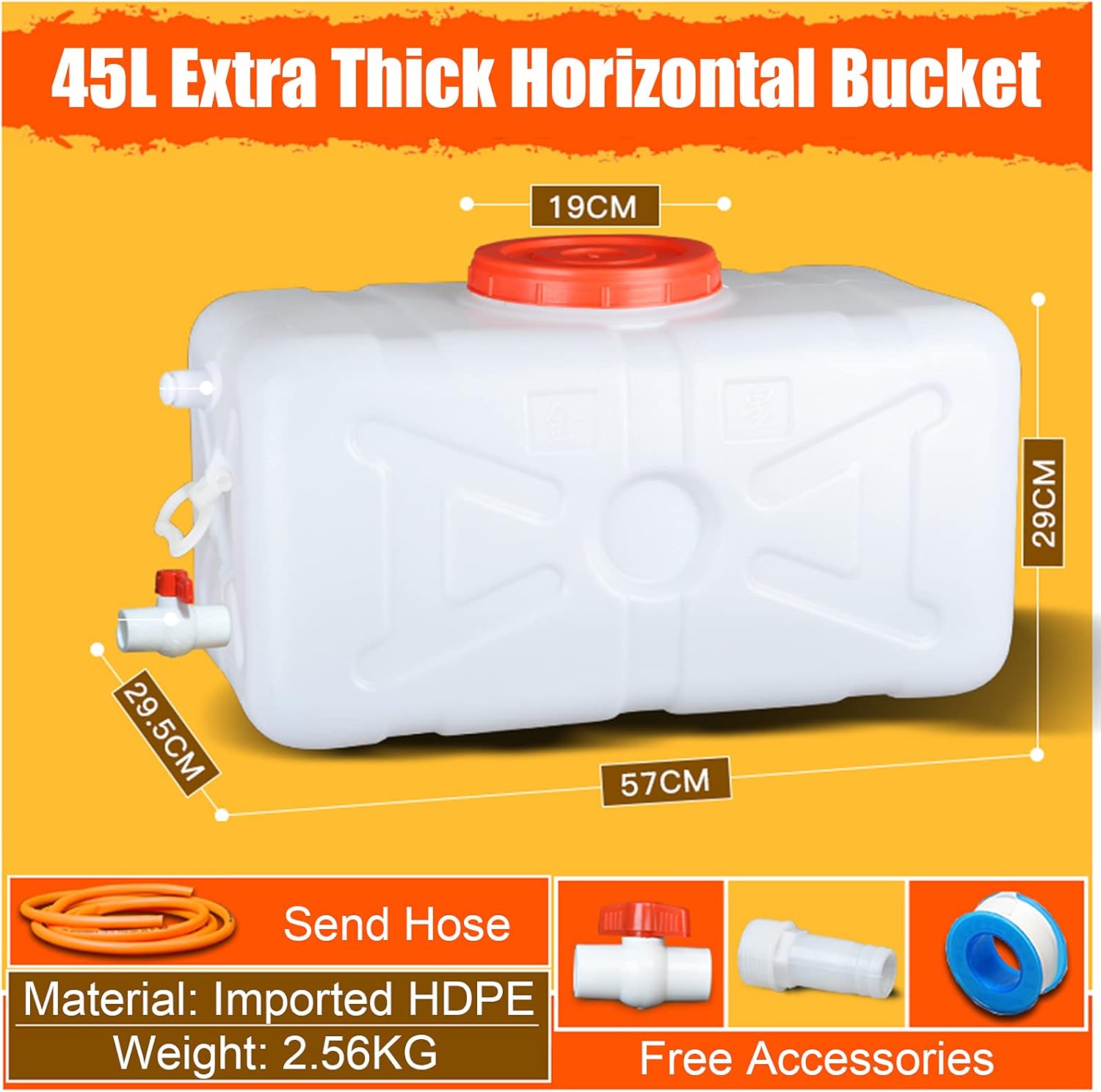 Water Tank 45 Liters Outdoor Water Tank with Faucet Thick Plastic Water Storage Container Water Storage Container Portable Household Water Storage Bucket，Camping Water Storage Tank