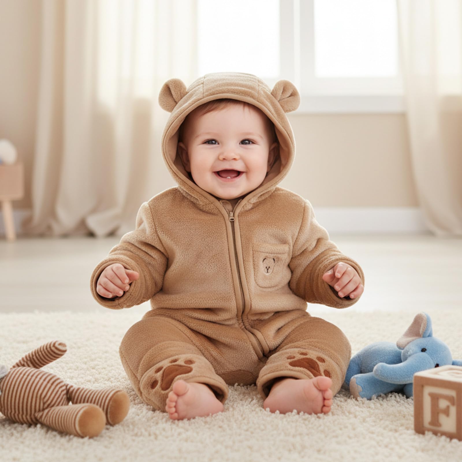 WYTbaby Combinaison pour bébé - En polaire - Combinaison de neige - Une pièce - Pour l'automne et l'hiver - Pour filles et garçons - 0-12 mois