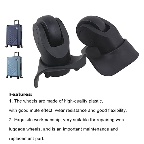 Miniatura 5 de 2 pares de ruedas de repuesto para equipaje 360 ruedas giratorias para maleta, color negro (W041-2)