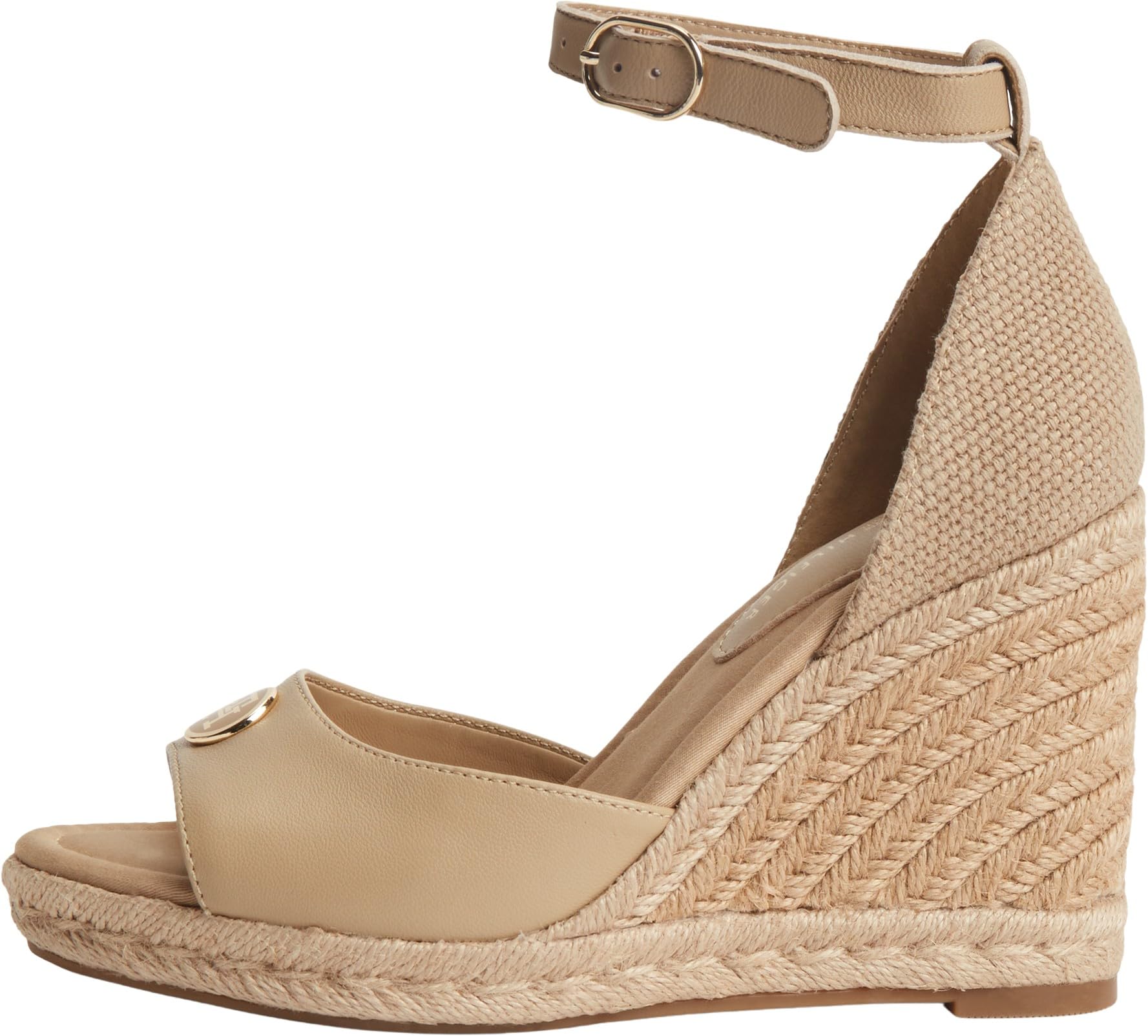 Tommy Hilfiger Women Th Plate High Wedge Espad FW0FW09517 Heeled Sandals, BEIGE, 6.5