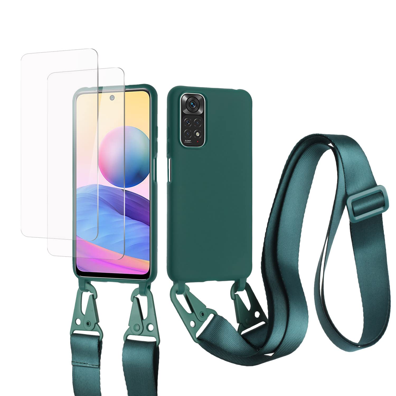 vrupin Funda Compatible con iPhone 13.con (2 x Protector Pantalla)con Cuerda Case con Ajustable Cordón.Silicona Líquida Funda-Loto Color — view 30