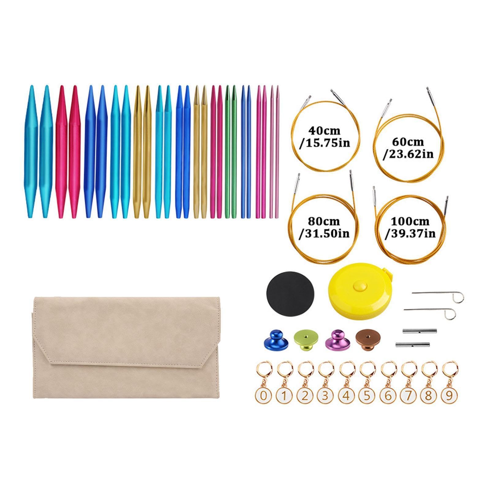 Agujas de Tejer Circulares, Juego de Tejido DIY, Herramienta Multifuncional para Tejer Suéteres, Ganchos de Intercambiables para Mangas de C, Caqui, Individual