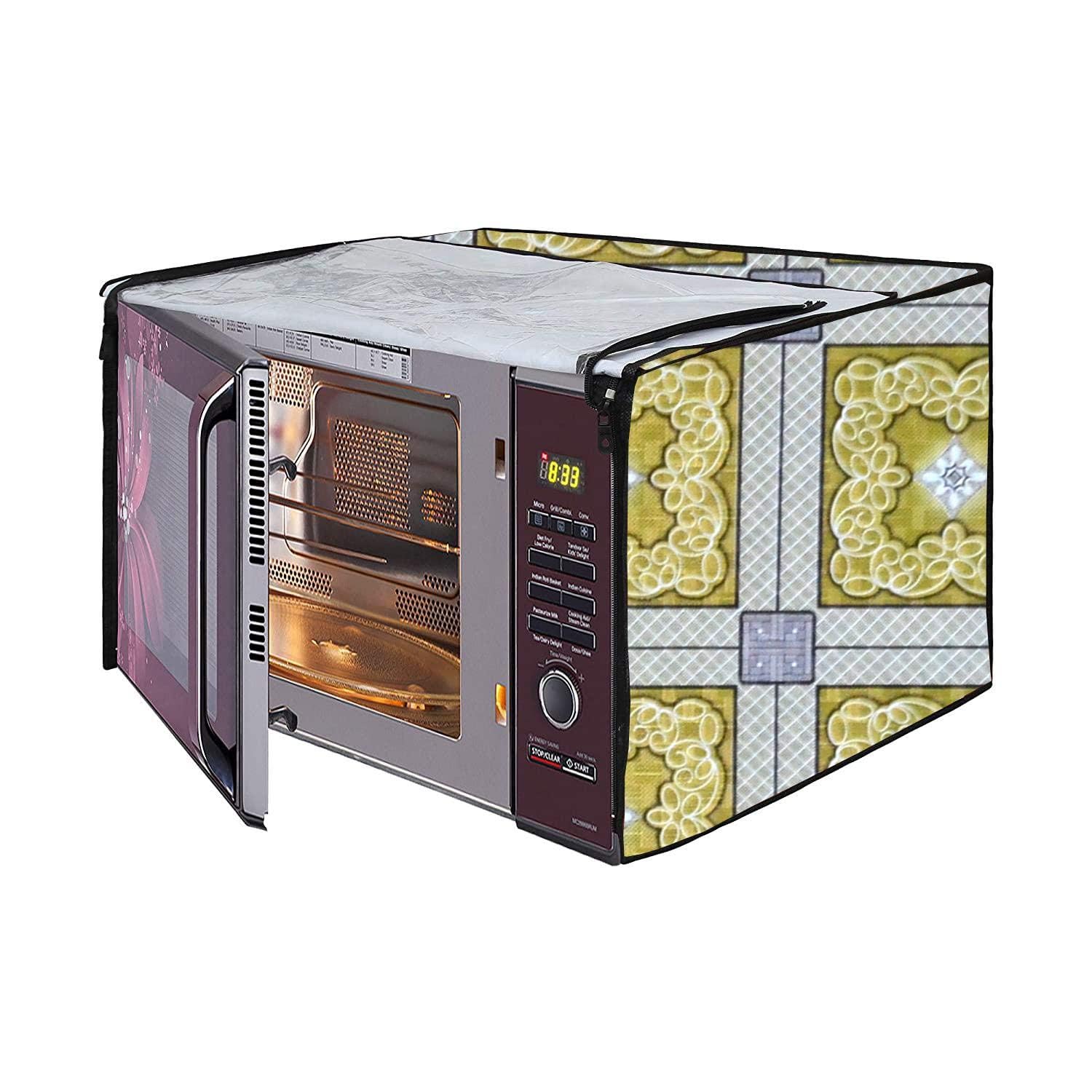 Microwave Oven Cover for LG 21 Litre Convection Waterproof & Dustproof PVC | Heat Resistant, Stainproof & Washable | Decorative Kitchen Appliance Cover (49 cm X 43 cm X 29 cm) pr41