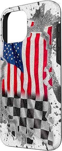 Vista 47 de iPhone 12 mini Car Racing bandera estadounidense pit crew Case