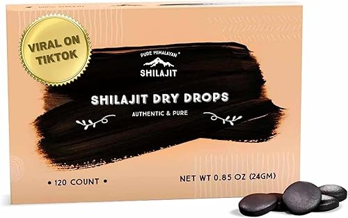 Shilajit - Gotas secas  120 unidades, rica en ácido fúlvico natural, Shilajit siberiano original, 100% puro, complejo de minerales traza