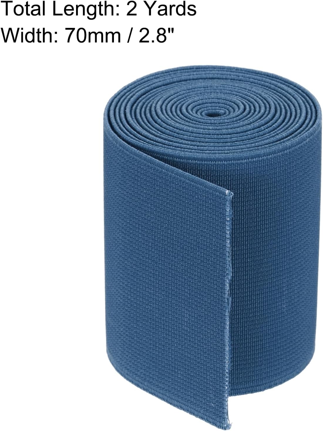 MECCANIXITY Twill Wide Elastic Band Double-Side 2.8 Inch Flat 2 Yard Woven Elastic Band Knit Elastic Spool Heavy Stretch Strap Denim Blue for Sewing, Waistband