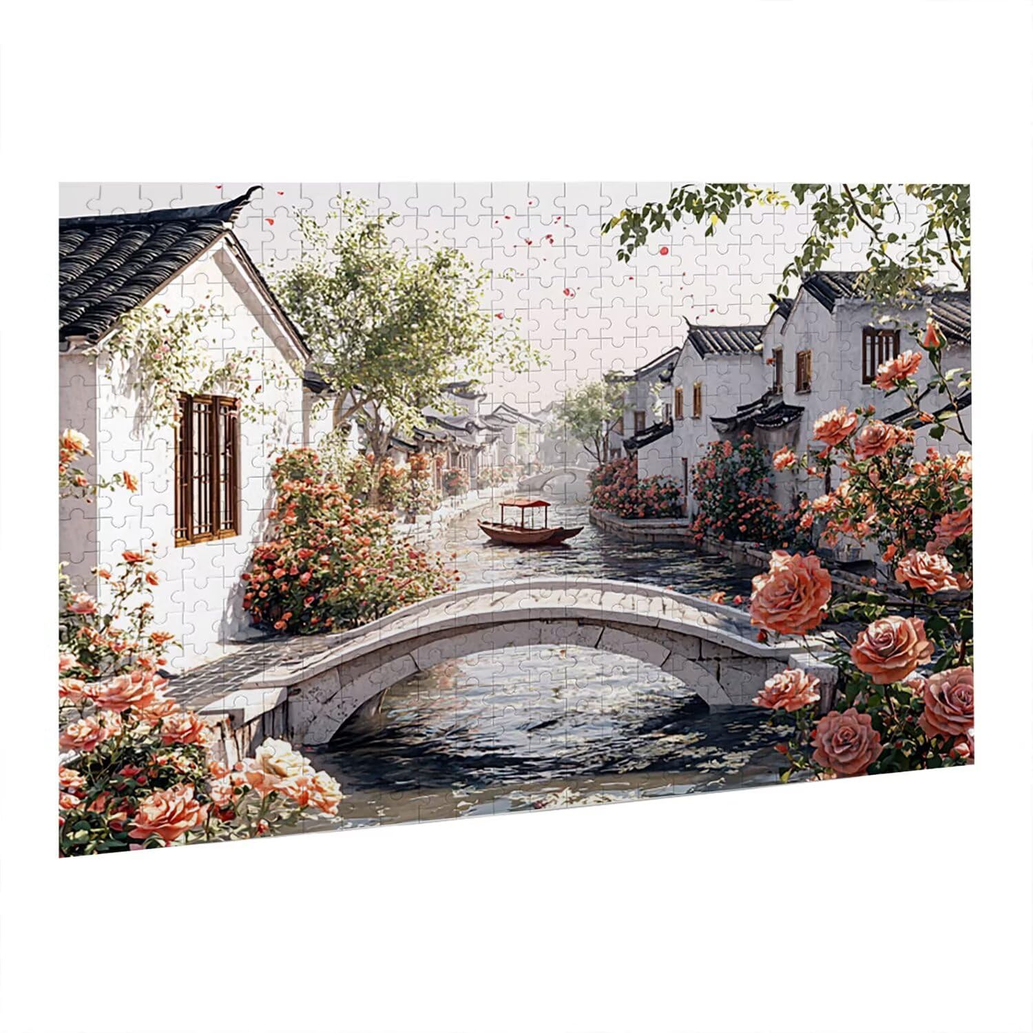 Puzzle dla dorosłych, 2000 sztuk, trudne drewniane puzzle, grafika do gier, łamigłówka do gry gra ręczna, kreatywna rozrywka, wioska wodna Jiangnan 70,5 x 99,5 cm fr01198