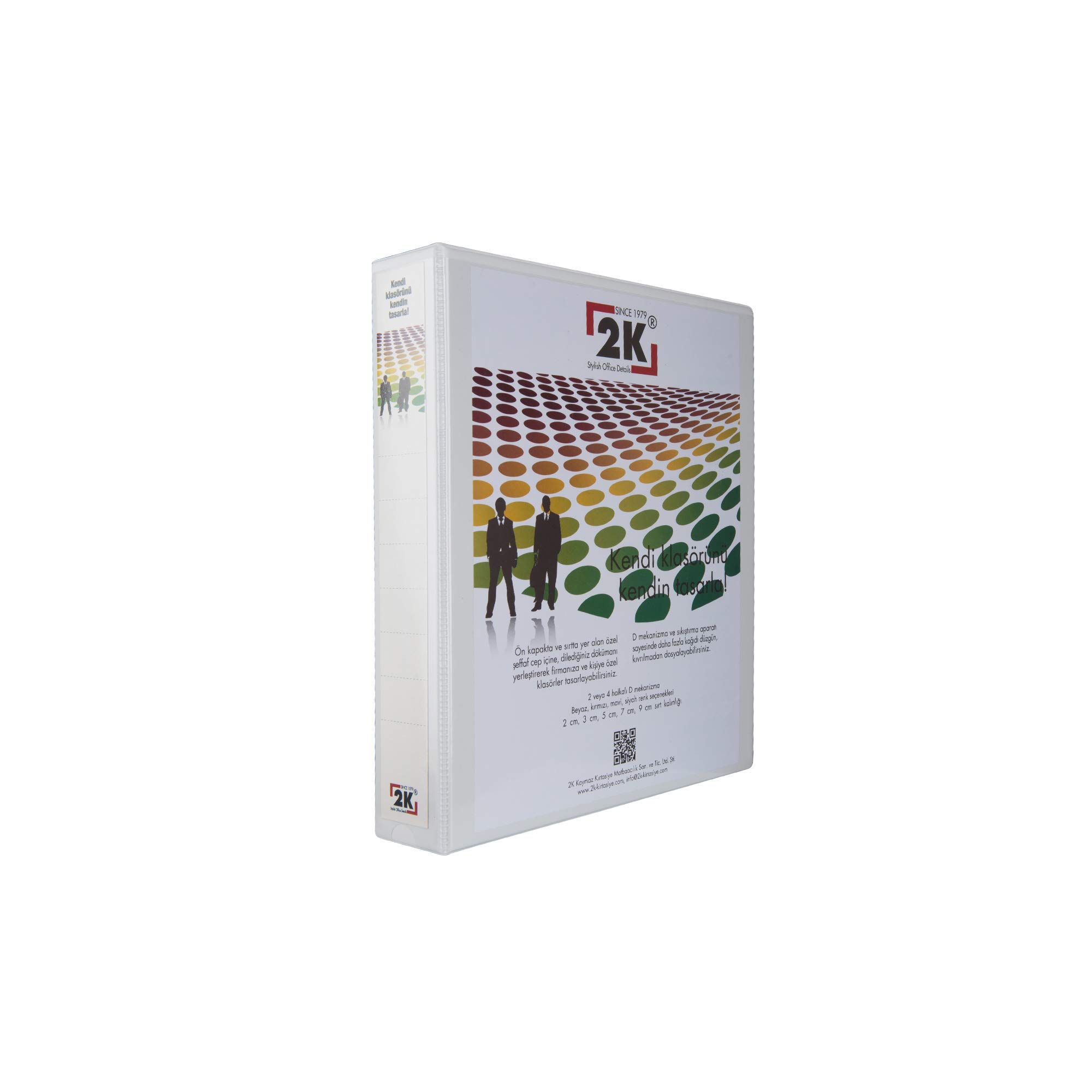 2K 05-2D-B 2 Halka D Mekanizmalı Klasör Kutu İçi, Beyaz, 5 Cm, 10 Adet