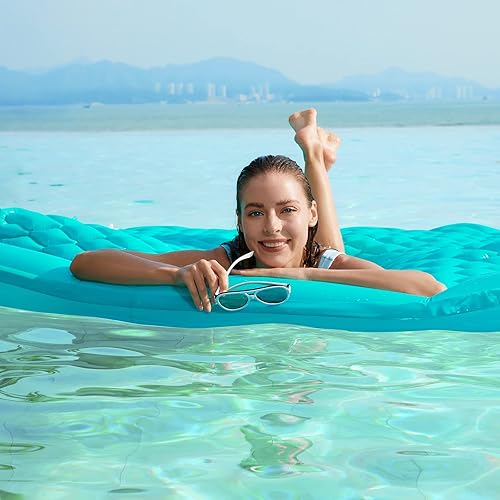 Miniatura 7 de Jasonwell Flotadores flotantes para piscina, flotador inflable gigante para piscina, balsa de lago, tapete de agua flotante para piscina, tumbona,
