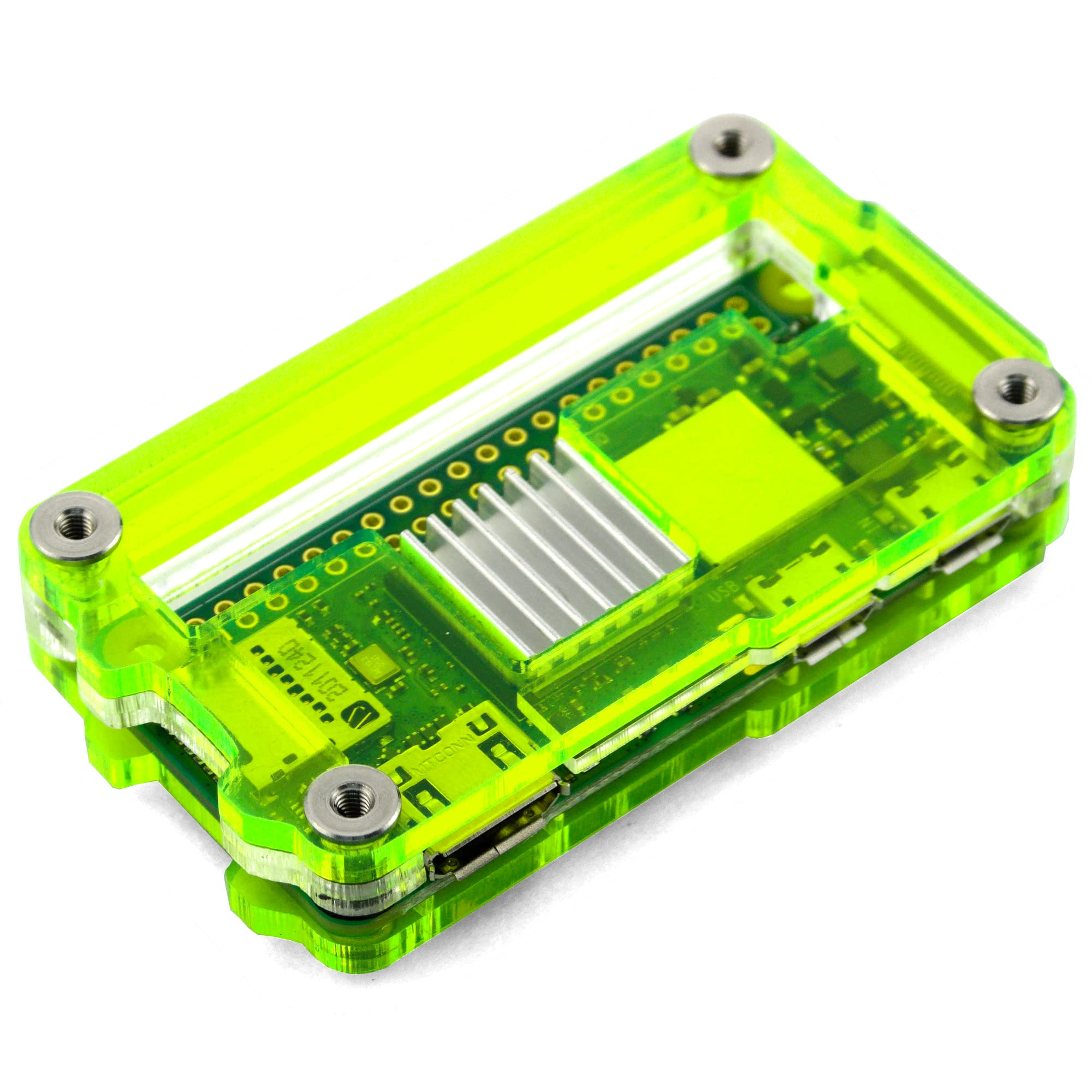 C4Labs Zebra Zero 2 Heatsink and GPIO Access Case for The Raspberry Pi Zero 2 - Laser Lime, Three Pack
